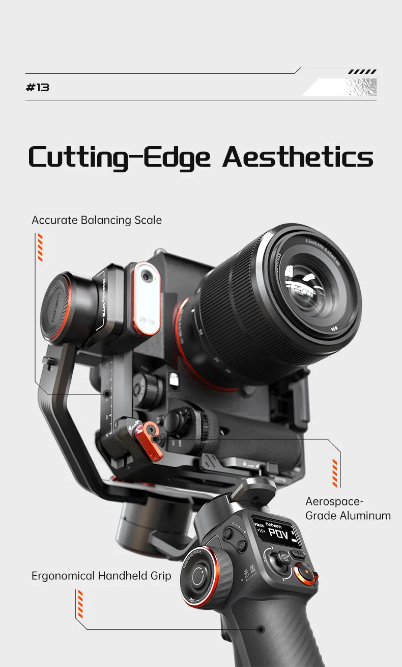 Hohem iSteady MT2 Handheld Gimbal Stabilizer Selfie Stick Extension Rod with AI Magnetic Fill Light Full Color Video Lighting