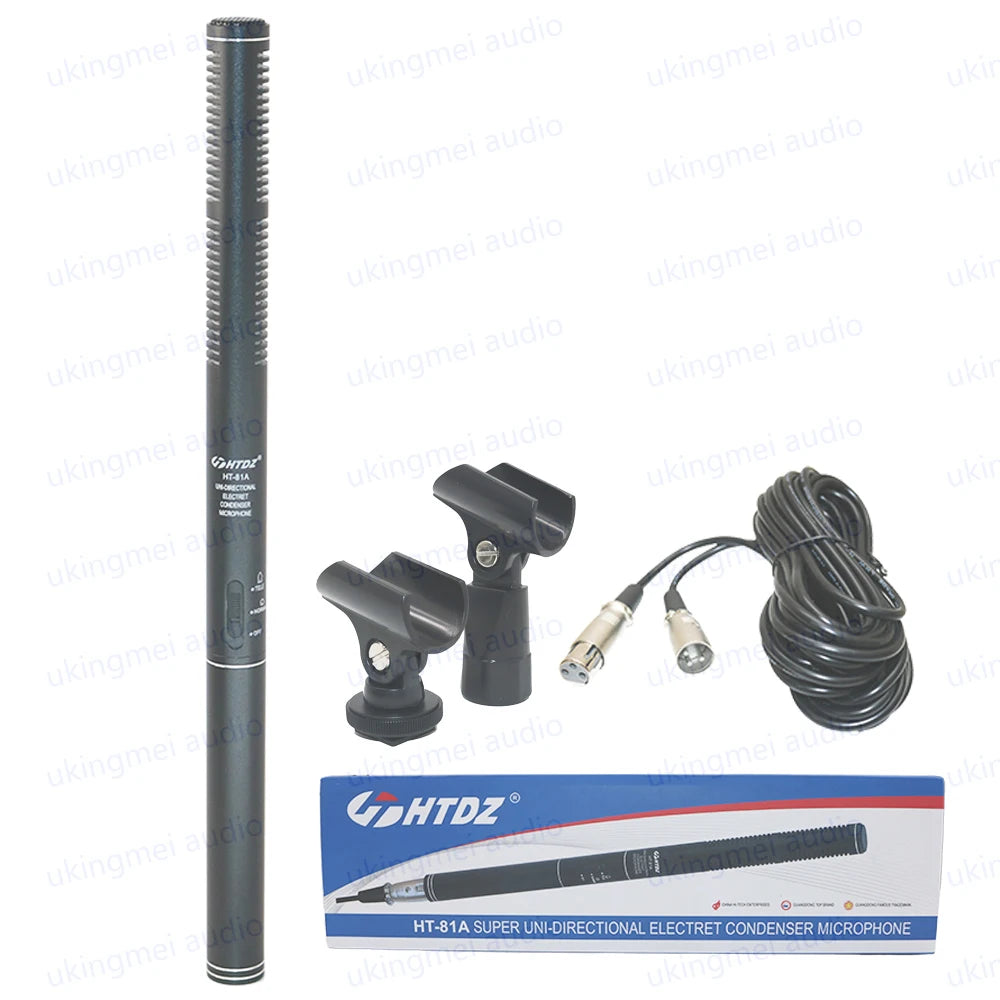 HTDZ HT-81 – Micrófono Shotgun Cardioide de Condensador para Entrevistas y Cámaras DSLR