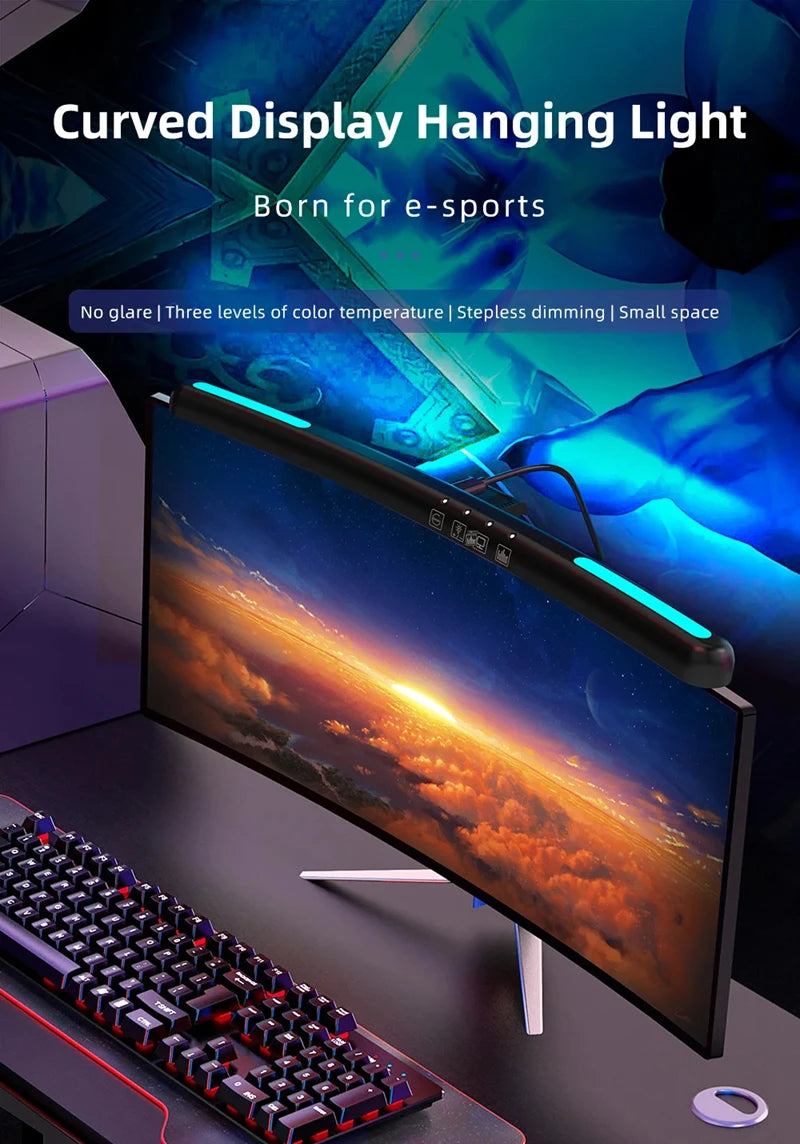 Xiaomi Mijia USB Screen Hanging Lights Stepless Dimming Curved Screen Monitor Light Bar RGB Background Atmosphere Desk Lamp NEW