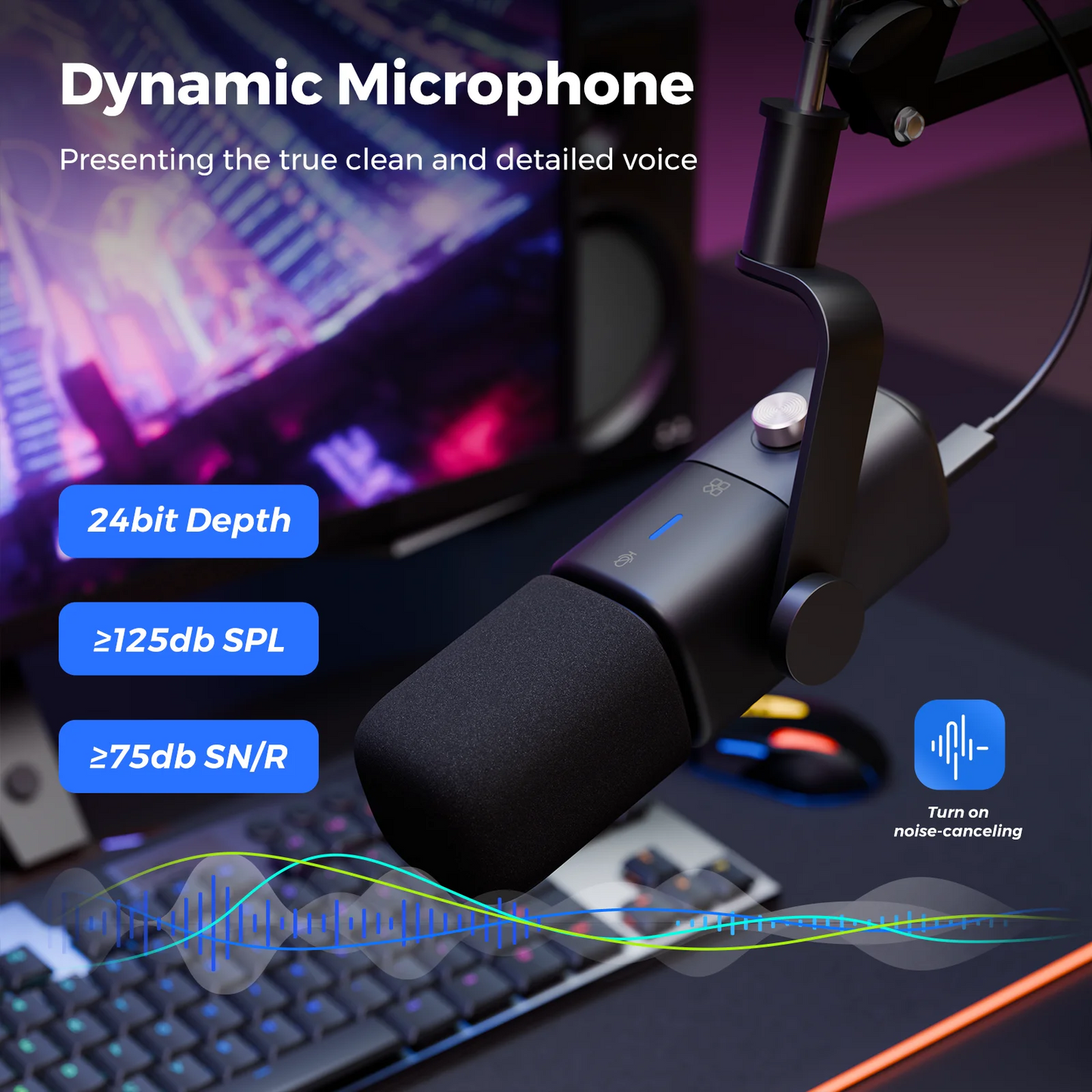NearStream USB/XLR Mic Set – Micrófono Dinámico Profesional con Brazo Boom para Podcast, Gaming y Streaming