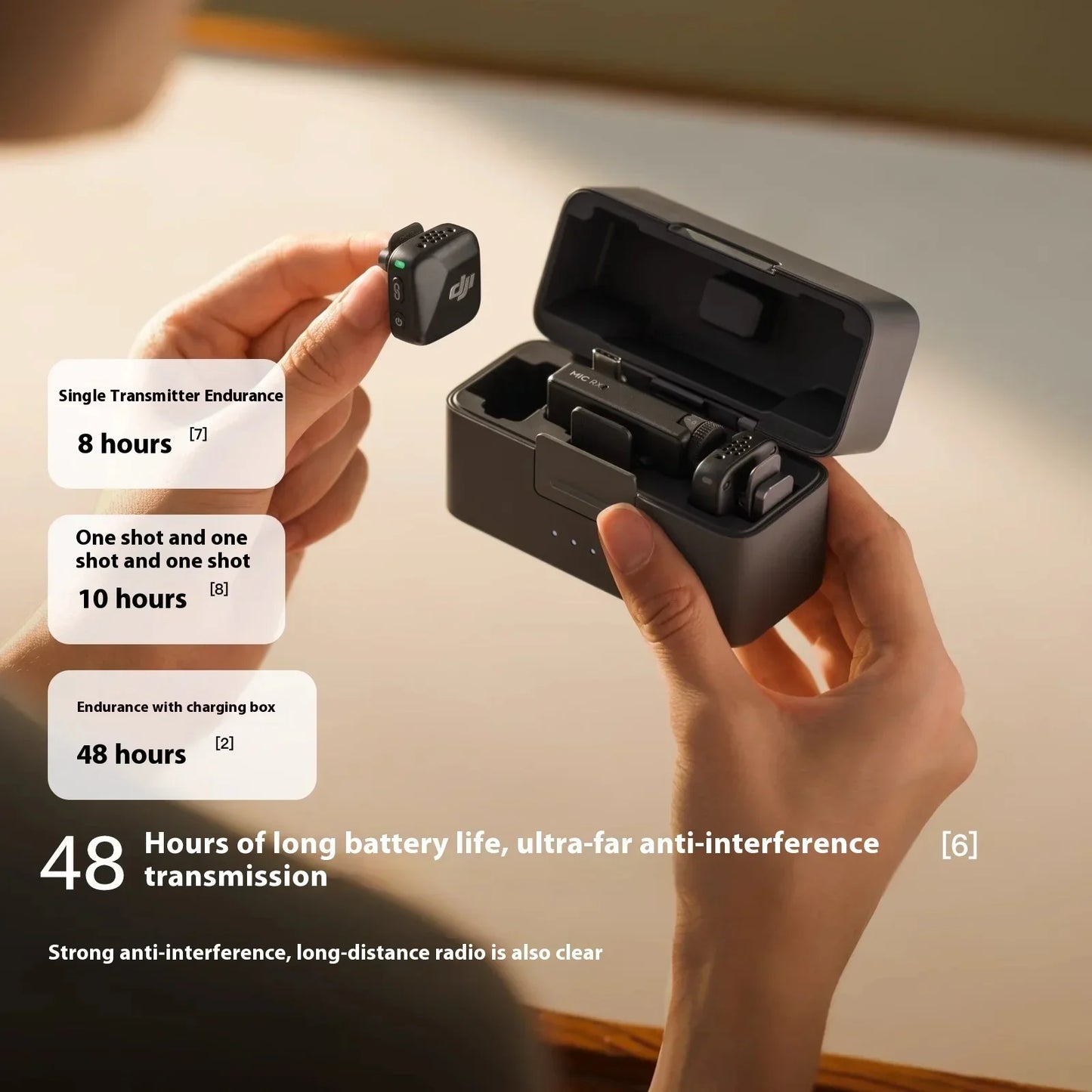 DJI Mic Mini (2TX + 1RX con Estuche de Carga) – 48h de Operación + Cancelación de Ruido Activa