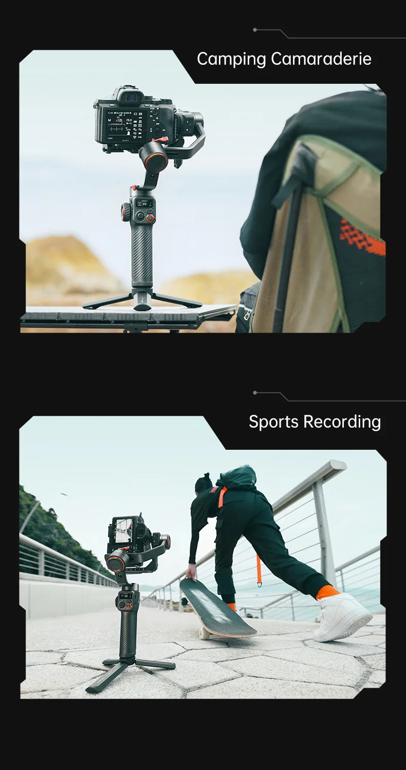 Hohem iSteady MT2 Handheld Gimbal Stabilizer Selfie Stick Extension Rod with AI Magnetic Fill Light Full Color Video Lighting