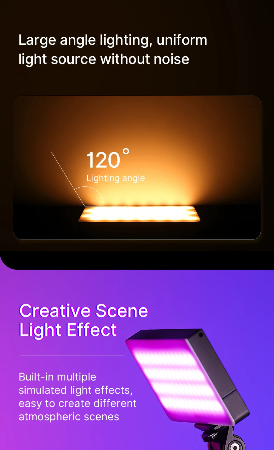 Ulanzi LT002 7 inch Pocket Fill Light RGB Full Color LED Panel Light CRI 95+ Photography Camera Light Creative Scene