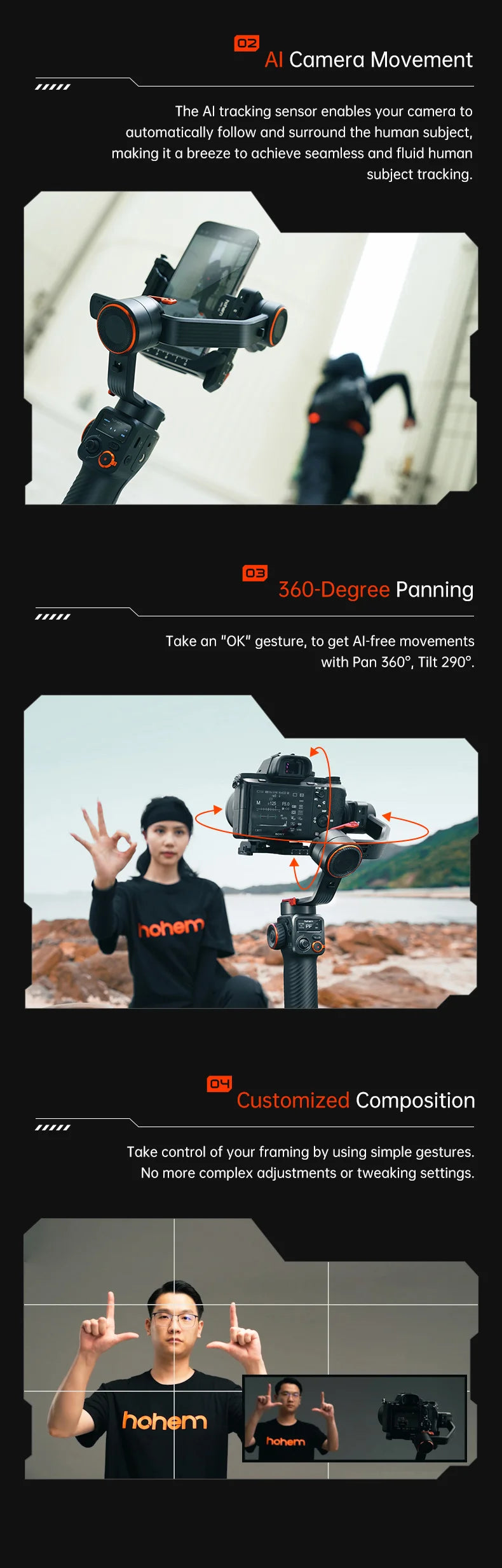 Hohem iSteady MT2 Handheld Gimbal Stabilizer Selfie Stick Extension Rod with AI Magnetic Fill Light Full Color Video Lighting