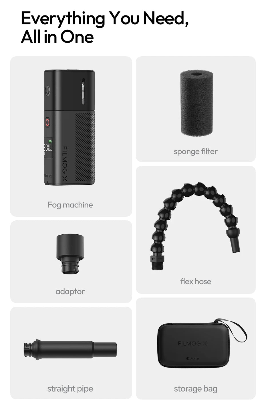 Ulanzi FM02 Electric Fog Machine FILMOG X 3 Modes Mist Dense Fog Dry Ice with Type-C Charging Portraits Shots Food Photography