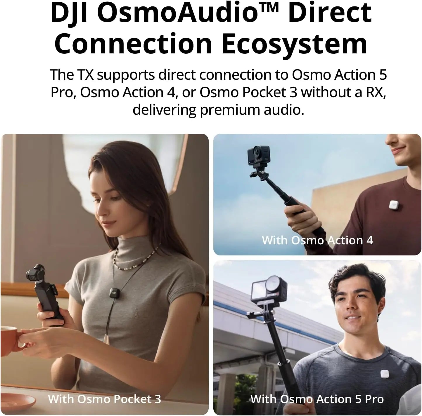 New DJI Mic Mini (2TX + 1RX + Estuche de Carga) – Micrófono Inalámbrico con Cancelación Inteligente de Ruido