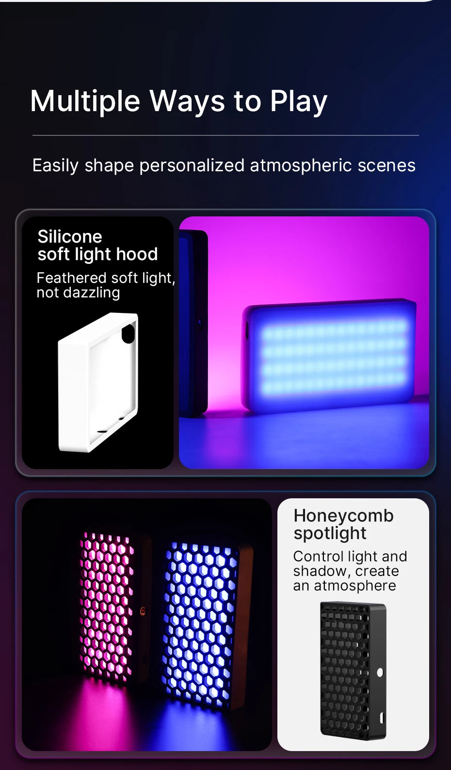 Ulanzi LT002 7 inch Pocket Fill Light RGB Full Color LED Panel Light CRI 95+ Photography Camera Light Creative Scene