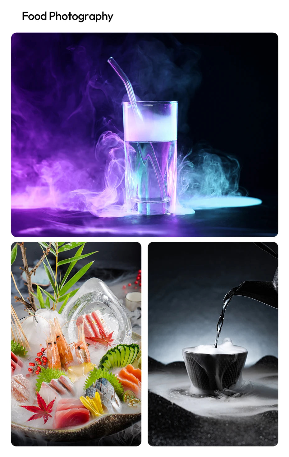 Ulanzi FM02 Electric Fog Machine FILMOG X 3 Modes Mist Dense Fog Dry Ice with Type-C Charging Portraits Shots Food Photography