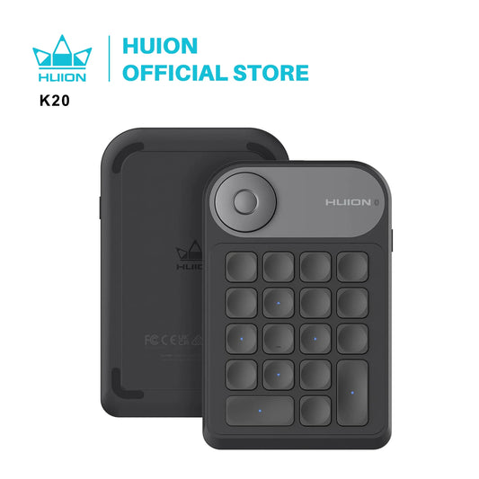 Huion Keydial K20 | Teclado Mini Inalámbrico con 18 Teclas Personalizables y Dial para Tabletas Gráficas, PC y Móviles
