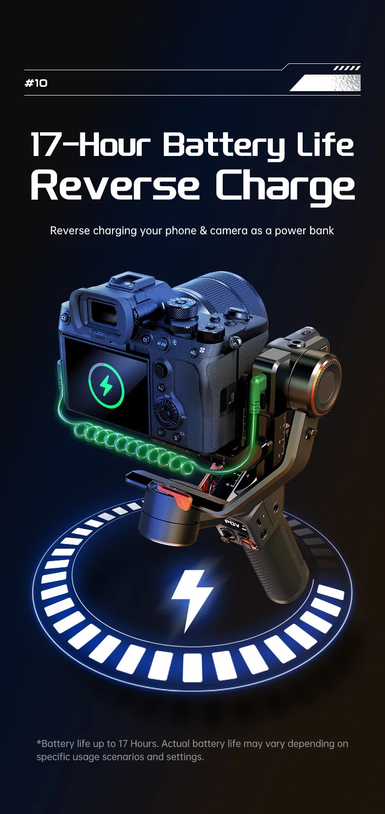 Hohem iSteady MT2 Handheld Gimbal Stabilizer Selfie Stick Extension Rod with AI Magnetic Fill Light Full Color Video Lighting