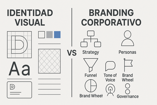Identidad visual vs branding corporativo: diferencias, ejemplos y KPIs (guía 2025) | DBG Studio