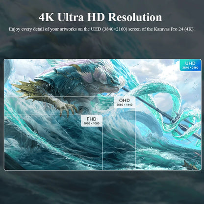 Huion Kamvas Pro 24 (4K UHD) | Tableta Gráfica con Pantalla 23.8”, 140% sRGB y Lápiz Digital sin Batería
