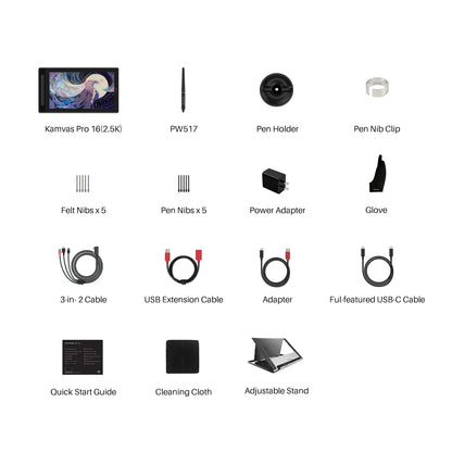 Huion Kamvas Pro 16 (2.5K) | Tableta Gráfica con Pantalla QHD 15.6”, 145% sRGB QLED y Lápiz PenTech 3.0