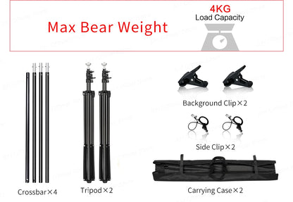 Photography Photo Studio Softbox Lighting Kit With 2.6x3M Background Frame 3pcs Backdrops Tripod Stand Reflector Board 4Umbrella