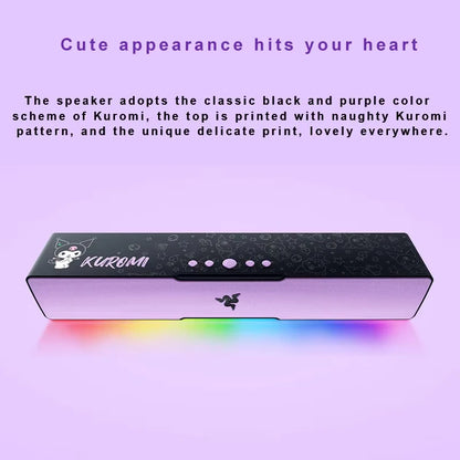 Razer x Sanrio Kuromi — Barra de Sonido Gamer Compacta con Chroma RGB, Bluetooth 5.0, Mic Integrado (2.0) para PC/Laptop/Smartphone/Tablet