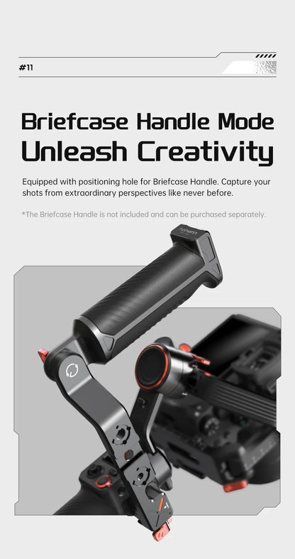 Hohem iSteady MT2 Handheld Gimbal Stabilizer Selfie Stick Extension Rod with AI Magnetic Fill Light Full Color Video Lighting