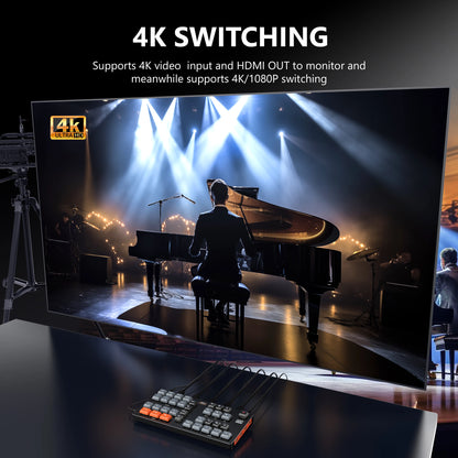 WL100 4k Video Switcher for Live Streaming Equipment Card Mixer Equipments Photo Studio Camera Video Production 4 HDMI-compatibe