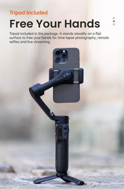 Hohem iSteady X3 SE 3-Axi Gimbal Stabilizer with Remote Control and Foldable Phone Stabilizer for iPhone/Samsung/Xiaomi/HuaWeii