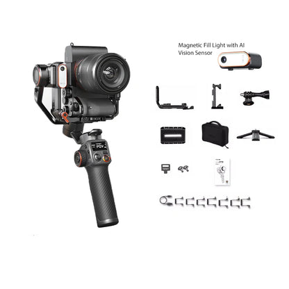 Hohem iSteady MT2 Handheld Gimbal Stabilizer Selfie Stick Extension Rod with AI Magnetic Fill Light Full Color Video Lighting