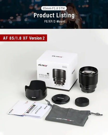 VILTROX 85mm F1.8 Version 2 Auto Focus Full Frame Camera Lens for Fujifilm X Sony E Nikon Z Mount Camera Telephoto Lens