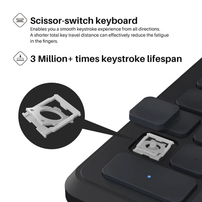 Huion Keydial K20 | Teclado Mini Inalámbrico con 18 Teclas Personalizables y Dial para Tabletas Gráficas, PC y Móviles