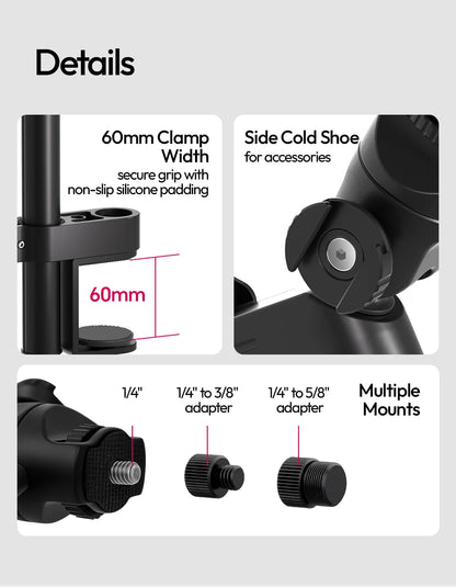 Ulanzi ZJ05 – Brazo Boom Ajustable para Micrófono, Cámara o Smartphone (Carga 1.5KG + Rótula 360°)
