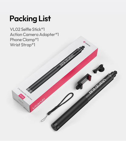 Ulanzi VL02 2.7M Selfie Stick Tripod Smartphone Retractable Invisible Selfie Stick For Gopro Hero 12 11 10 Insta360 X4 X3 X2 DJI