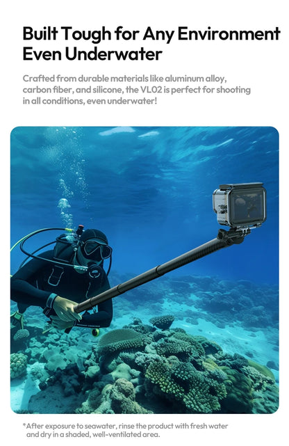Ulanzi VL02 2.7M Selfie Stick Tripod Smartphone Retractable Invisible Selfie Stick For Gopro Hero 12 11 10 Insta360 X4 X3 X2 DJI