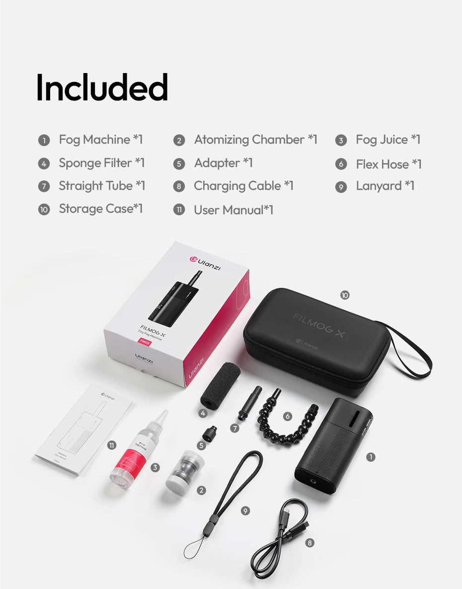Ulanzi FM02 Electric Fog Machine FILMOG X 3 Modes Mist Dense Fog Dry Ice with Type-C Charging Portraits Shots Food Photography