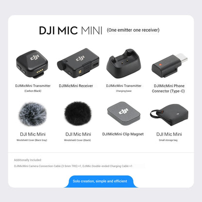 DJI Mic Mini (2TX + 1RX con Estuche de Carga) – 48h de Operación + Cancelación de Ruido Activa