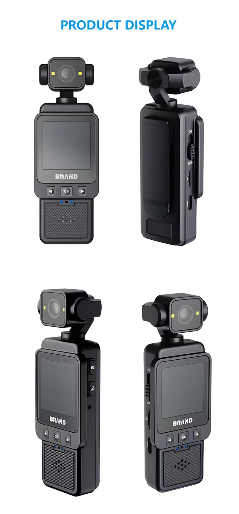 DV01 Ultra HD Portable Camera Built-in Flash Front 1.6-inch LCD Rear Screens Video 180° Screen Rotation Waterproof Recorder