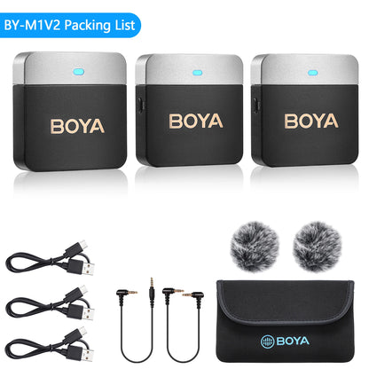 BOYA BY-M1V – Micrófono Lavalier Inalámbrico para iPhone, Android, PC y Cámaras (60m + Cancelación de Ruido)