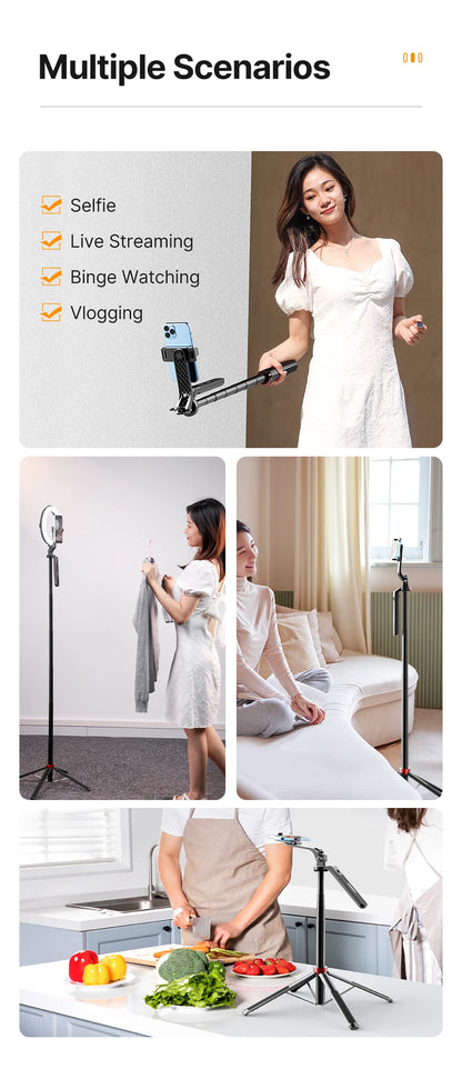 Ulanzi MA09 Smartphone Tripod Bluetooth Selfie Stick Desktop Tripod  for iPhone 12 13 14 GoPro Card Camera Live Streaming Video