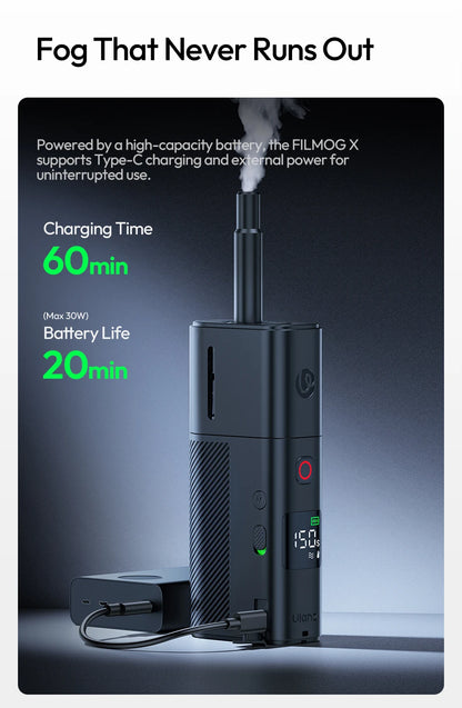 Ulanzi FM02 Electric Fog Machine FILMOG X 3 Modes Mist Dense Fog Dry Ice with Type-C Charging Portraits Shots Food Photography