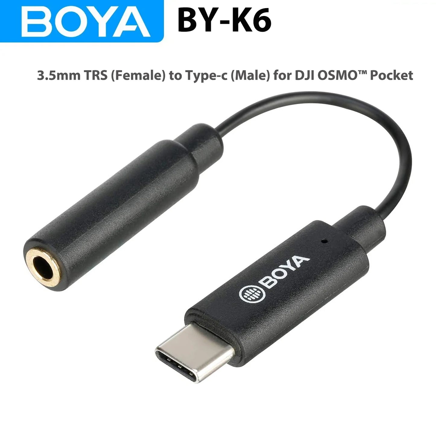 OYA BY-K6 – Cable Adaptador de Audio 3.5mm TRS a USB-C para DJI OSMO Pocket 1/2