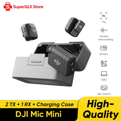 New DJI Mic Mini (2TX + 1RX + Estuche de Carga) – Micrófono Inalámbrico con Cancelación Inteligente de Ruido