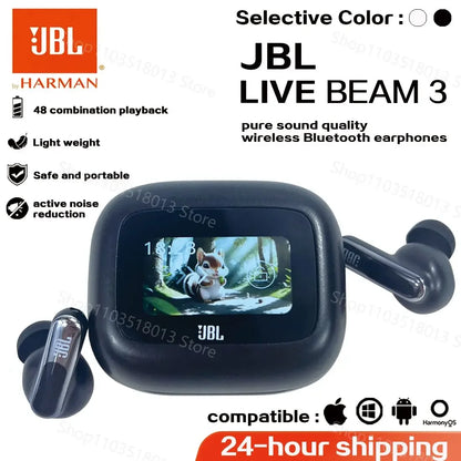 JBL Live Beam 3 | Audífonos True Wireless con Cancelación de Ruido y Estuche con Pantalla LED