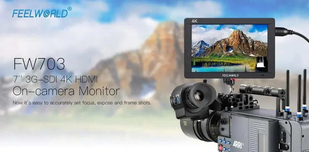 Feelworld FW703 3G SDI 4K HDMI Camera Field Monitor 7 Inch IPS Full HD 1920x1200 Portable DSLR Monitor for Sony Nikon Canon