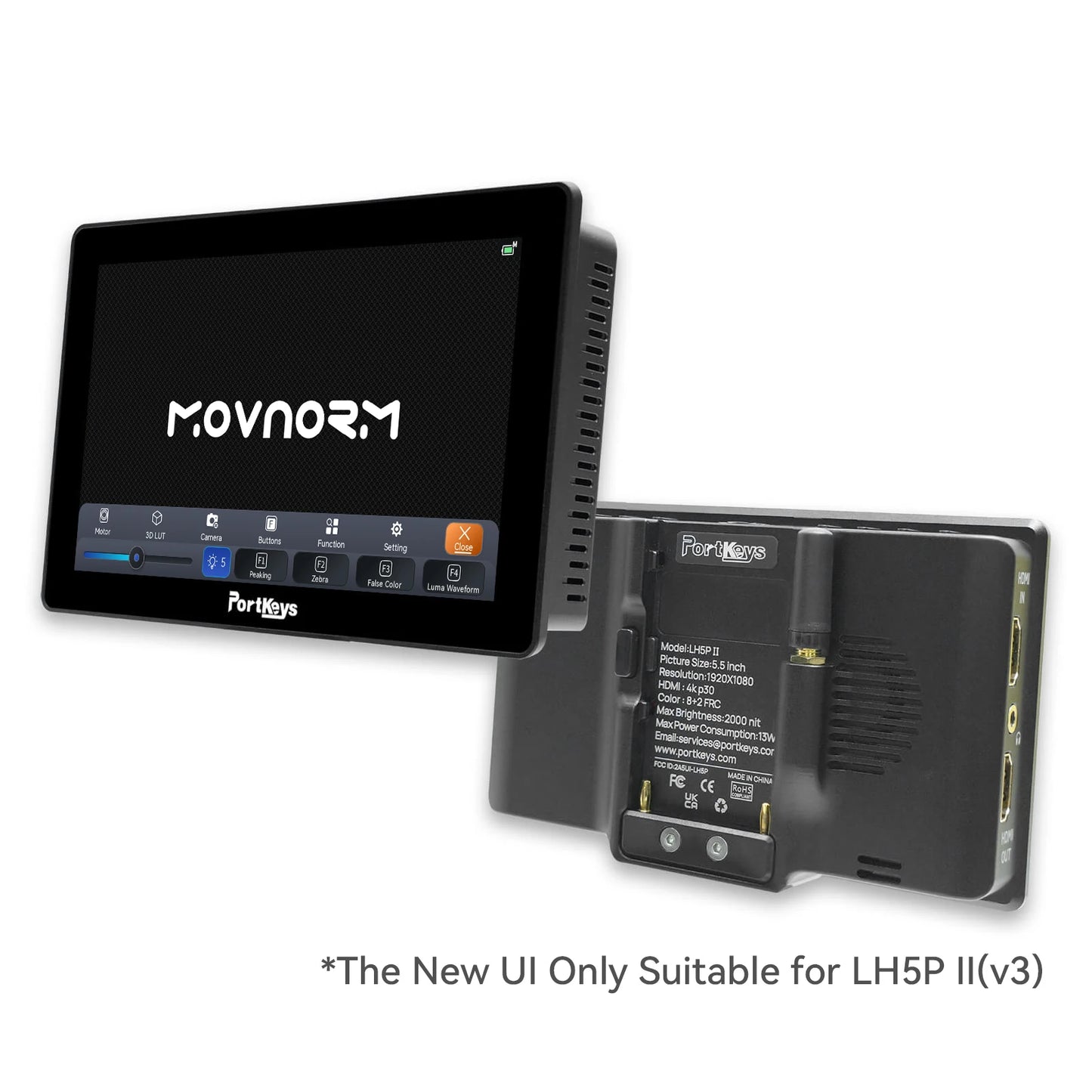 Portkeys LH5P II 5.5" 2000NIT Full HD 4K Touch Screen Monitor Metal Frame Bluetooth for Rec Key Sony Pansonic Canon BMPCC ZCam