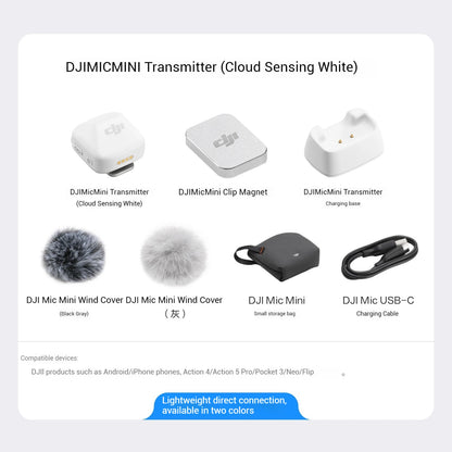 DJI Mic Mini (2TX + 1RX con Estuche de Carga) – 48h de Operación + Cancelación de Ruido Activa