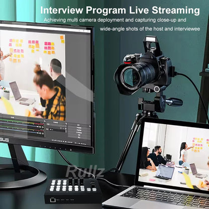Multi Camera 4 Channel HDMI Video Mixer Switcher Video Capture 1080p60 Live Streaming PGM Seamless Switch Output 6 Pictures PVW