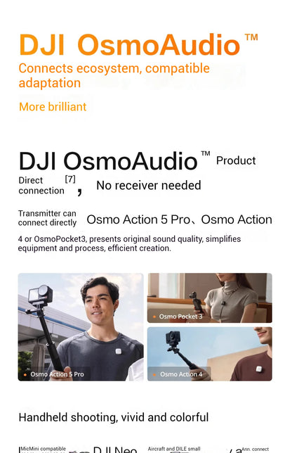 DJI Mic Mini (2TX + 1RX con Estuche de Carga) – 48h de Operación + Cancelación de Ruido Activa