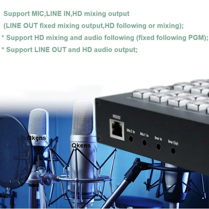 Multi Camera 4 Channel HDMI Video Mixer Switcher Video Capture 1080p60 Live Streaming PGM Seamless Switch Output 6 Pictures PVW