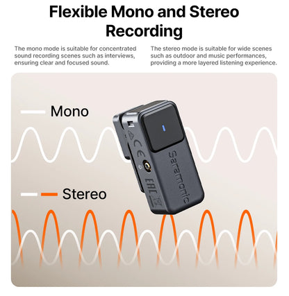 Saramonic Air – Micrófono Lavalier Inalámbrico con Cancelación de Ruido (300m, 24bit) para iPhone 15/16, Android y Cámaras