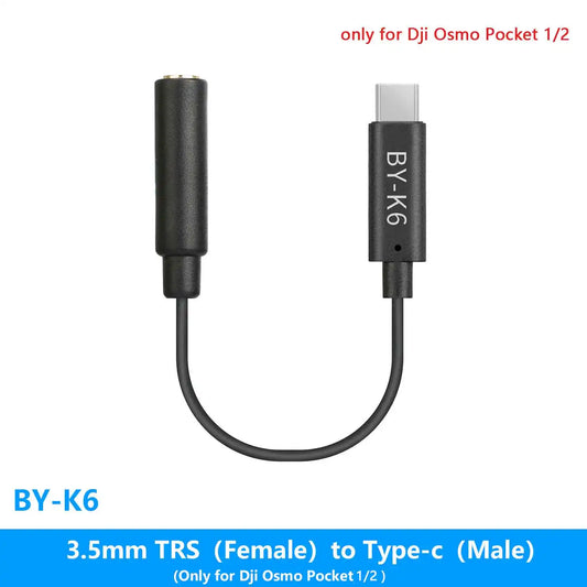 OYA BY-K6 – Cable Adaptador de Audio 3.5mm TRS a USB-C para DJI OSMO Pocket 1/2
