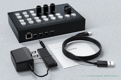 Multi Camera 4 Channel HDMI Video Mixer Switcher Video Capture 1080p60 Live Streaming PGM Seamless Switch Output 6 Pictures PVW