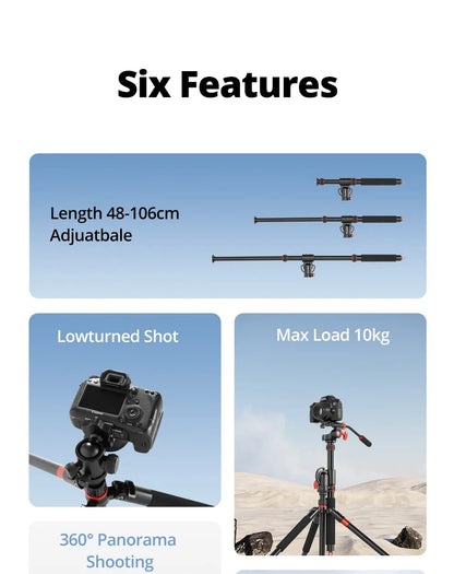 AMBITFUL GM104 Aluminium alloy tripod extenged crossbar ledgth 48-106cm adjuatbale for sony Canon Fuji nikon and mobile phone