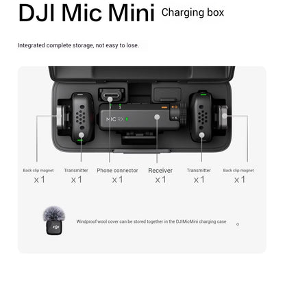 DJI Mic Mini (2TX + 1RX con Estuche de Carga) – 48h de Operación + Cancelación de Ruido Activa