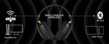 BINNUNE BW06 2.4GHz Wireless Gaming Headset with Mic for PS5 PS4 PC Mac Playstation Bluetooth Gaming headphone with Microphone