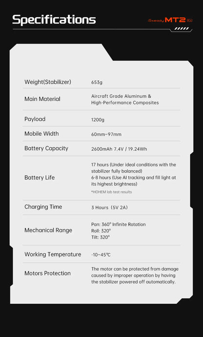 Hohem iSteady MT2 Handheld Gimbal Stabilizer Selfie Stick Extension Rod with AI Magnetic Fill Light Full Color Video Lighting